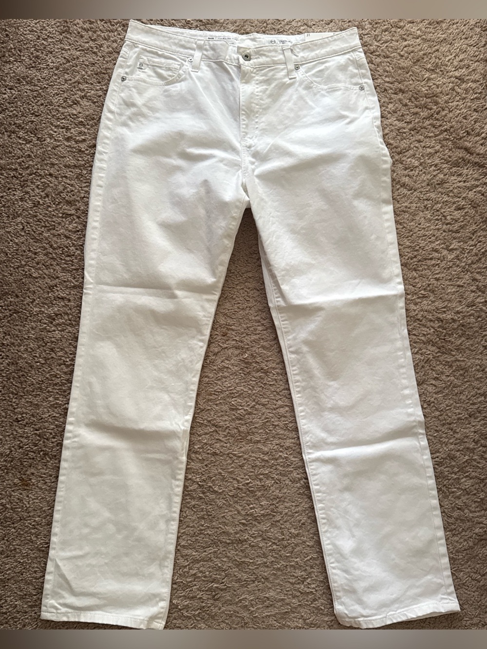 Ag Adriano Goldschmied White High-Rise Slim Straight Jeans